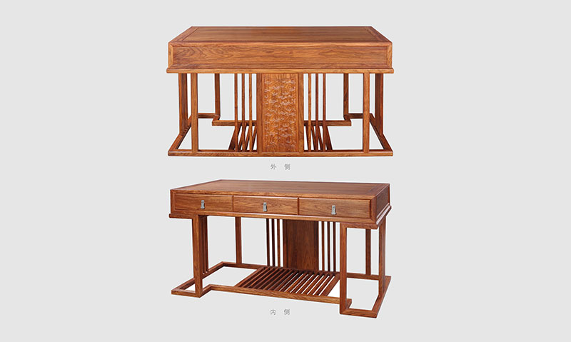 白河 别墅中式家居书房装修实木书桌效果图